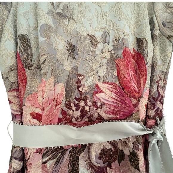 Adrianna Papell Floral Matelassé Gown Metallic Jacquard Maxi Dress Women’s 16W - Picture 4 of 11